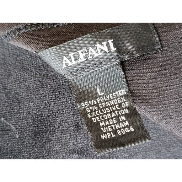 ALFANI Women's Black Solid Polyester Round Neck 3/4 Sleeve Top Blouse Size Large - Picture 9 of 12